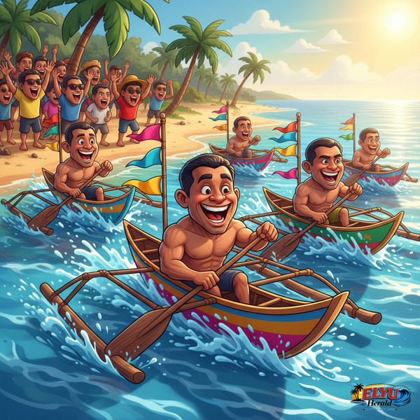 Fisherfolk racing decorated boats