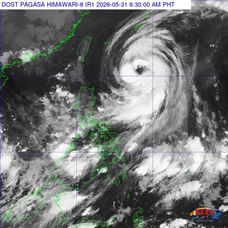 Satellite image showing a tropical storm over the ocean