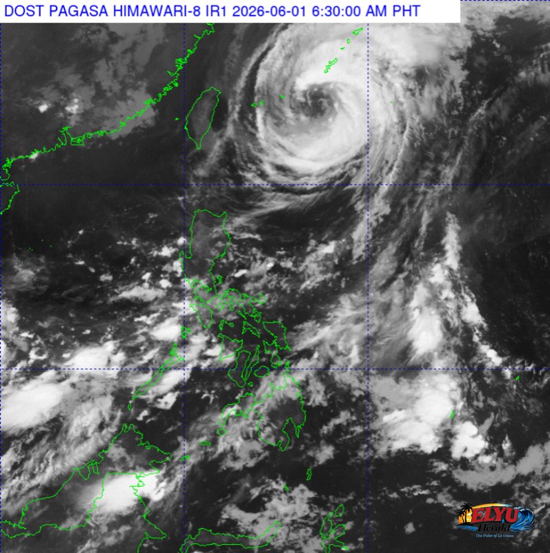 Weather map showing Typhoon Domeng near Batanes and monsoon rains over Luzon and Visayas.