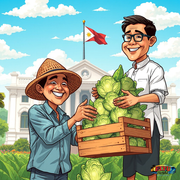 A farmer hands over his produce to help alleviate oversupply and crop wastage.